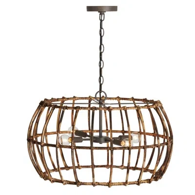 Capital Lighting Sanibel 4 - Light Unique Geometric Pendant In Blazed Rattan