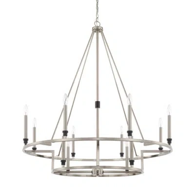 Capital Lighting Tux 12 - Light Candle Style Wagon Wheel Chandelier In Matte Black;brushed Nickel