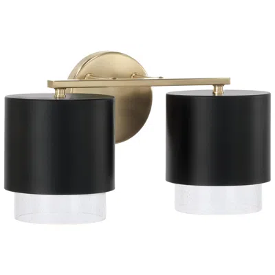 Capital Lighting Weller 2 Light Vanity 15" Matte Brass And Black