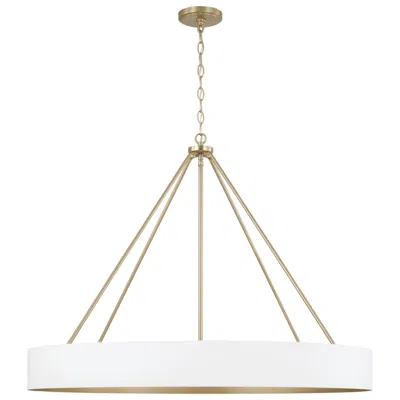 Capital Lighting Weller 6 Light Chandelier 35.75" Matte Brass And Whit
