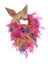 Capitana Women's Blue / Pink / Yellow Neon Triangle Scarf Tropea With Fringe & Silk In Pink & Blue In Multi