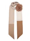 Capitana Women's Neutrals / Gold Noto 4-in-1 Silk Scarf & Flower Set – Beige, Cream & Camel In Gold