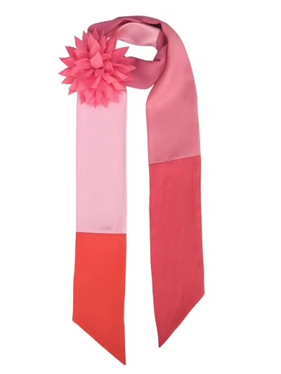 Capitana Women's Pink / Rose Gold / Red Taormina 4-in-1 Silk Scarf & Flower Set – Pink, Rose & Coral In Multi