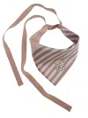 Capitana Women's Rose Gold / Neutrals Small Striped Neck Scarf Valloni With Sparkling Appliqué & Ribbons In R In Gold