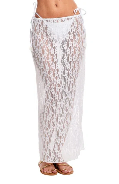 Capittana Aissa Sheer Lace Cover-up Maxi Skirt In White