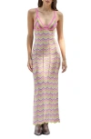 Capittana Alaia Stripe Cover-up Maxi Sweater Dress In Pink Multi