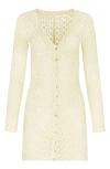 Capittana Alexandra Open Stitch Long Sleeve Cover-up Minidress In Ivory
