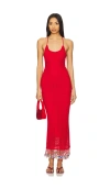 Capittana Ali Beads Knitted Maxi Dress In Red
