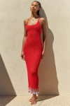 Capittana Ali Beads Knitted Maxi Dress In Red