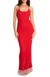 Capittana Ali Beads Knitted Maxi Dress In Red