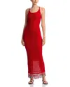 Capittana Ali Beads Knitted Maxi Dress In Red