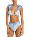 Capittana Alicia Flower Bow Bikini Bottom In Blue In Blue