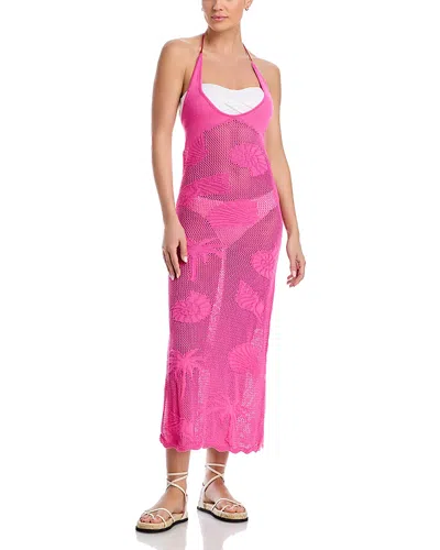 Capittana Arlene Crochet Swim Cover Up Dress In Pink