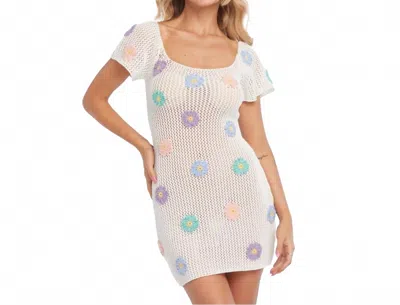 Capittana Daisy Crochet Mini Dress In Ivory In Multi