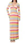 Capittana Ella Stripe Long Sleeve Knit Cover-up Dress In Multi