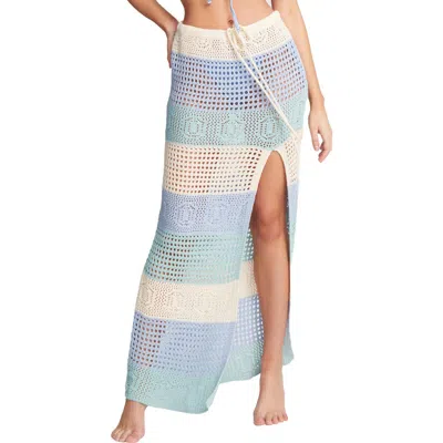Capittana Emma Stripe Open Stitch Cover-up Maxi Skirt In Multi