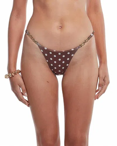 Capittana Eve Polka Dot Bikini Bottom In Brown/white