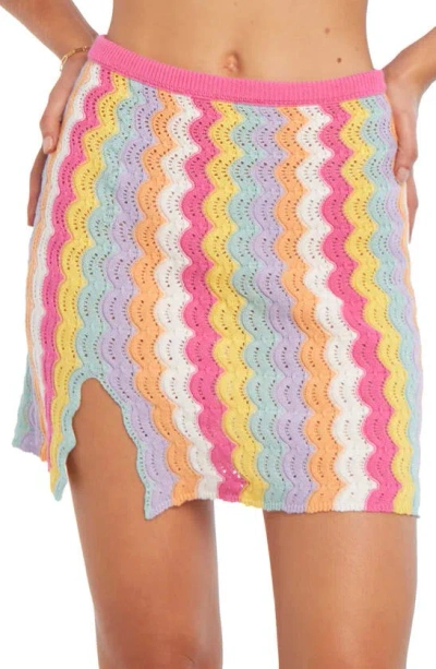 Capittana Holly Open Stitch Cover-up Miniskirt In Multicolor