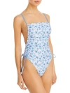 CAPITTANA IRENE WOMENS FLORAL PRINT SIDE TIE ONE-PIECE SWIMSUIT