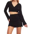 Capittana Kaia Openwork Crochet Crop Cover-up Sweater In Black