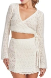 CAPITTANA KAIA OPENWORK CROCHET CROP COVER-UP SWEATER