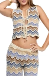 Capittana Kari Open Stitch Cover-up Top In Multi