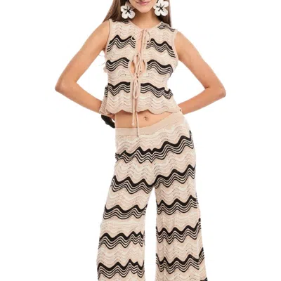 Capittana Kari Sleeveless Tie Front Pointelle Cover-up Top In Neutral