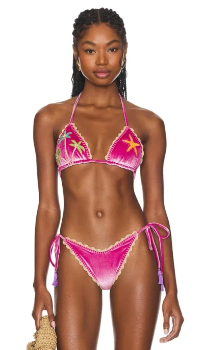 Capittana Lia Bikini Top In Pink Velvet