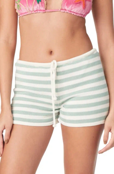Capittana Maddy Stripe Cover-up Shorts In Mint