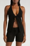 Capittana Nora Black Knit Cover-up Top In Black
