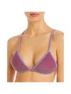 Capittana Olivia Womens Metallic Back-tie Bikini Swim Top In Pink