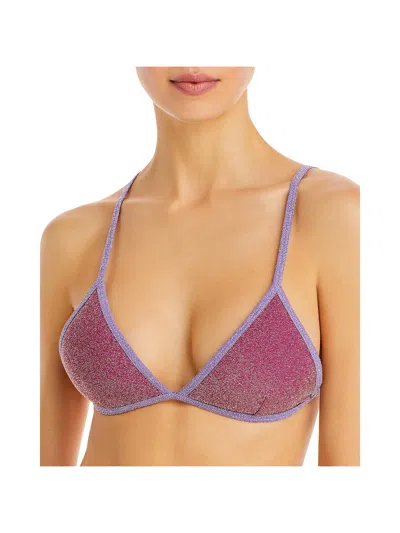 Capittana Olivia Womens Metallic Back-tie Bikini Swim Top In Pink