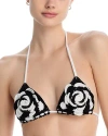 Capittana Rose Crocheted Bikini Top In Black/white