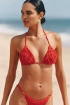 Capittana Rose Red Crochet Bikini Top In Red