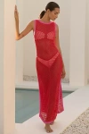Capittana Sabrina Sleeveless Sheer Midi Dress In Red