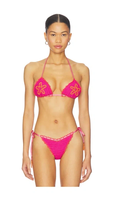 Capittana Trinidad Flower Top In Pink