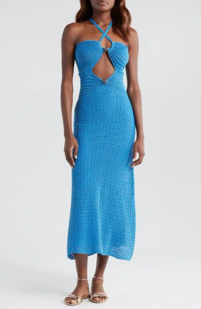 Capittana Zully Metallic Cutout Cover-up Dress In Blue