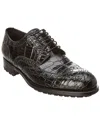 Caporicci Alligator Leather Wingtip Oxford In Black