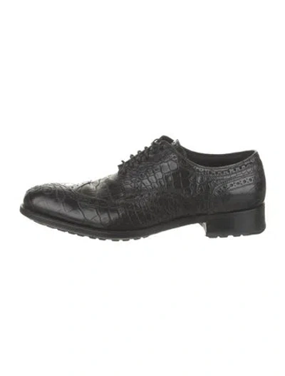 Pre-owned Caporicci Leather Animal Print Oxfords In Black