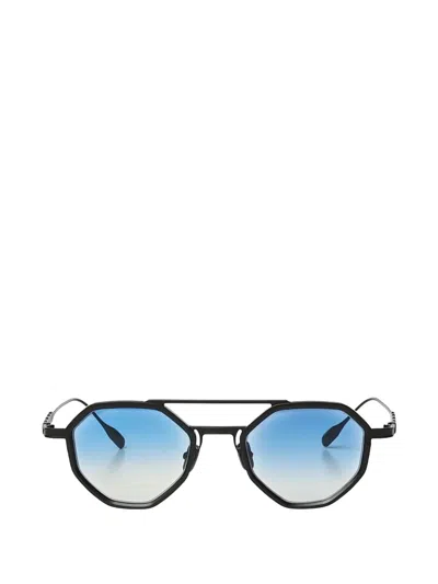 Capote Cc13 Geometric-frame Double-bridge Sunglasses In Black