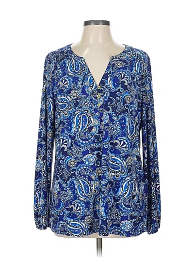 Pre-owned Cappagallo Long Sleeve Blouse In Blue