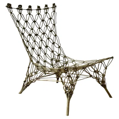 Pre-owned Cappellini 1990s Marcel Wanders For Droog Green Rope "knotted Chair" By  - Italy