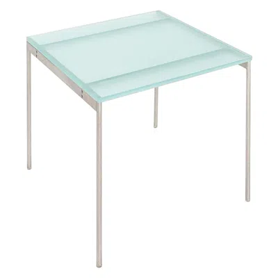 Pre-owned Cappellini 2000s  Square Side Table With Brushed Steel Frame And Blue Glass Top