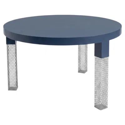 Pre-owned Cappellini Blue-stained Wooden Round Table By  – 3 Legs In Brown