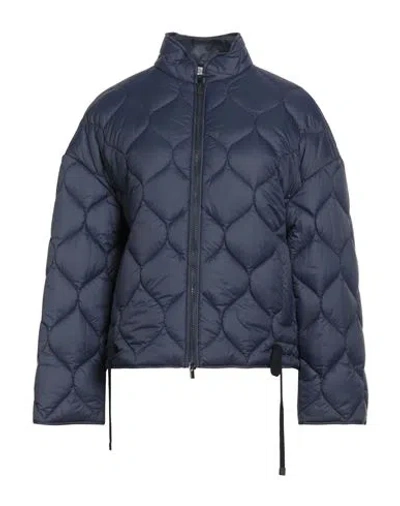 Cappellini By Peserico Woman Puffer Navy Size 6 Polyamide In Blue