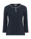 Cappellini By Peserico Woman T-shirt Midnight Blue Size 12 Cotton, Elastane, Merino Wool, Polyester, In Blue