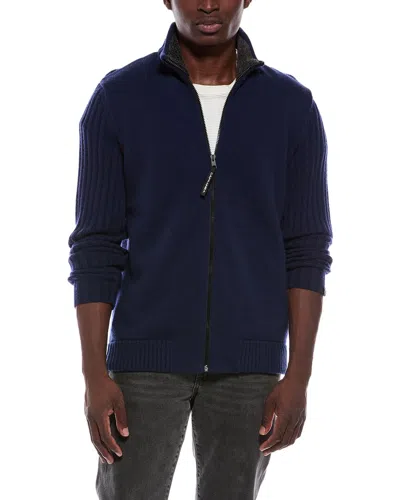 Capranea Jatz Full Zip Wool Mock Neck Sweater In Blue