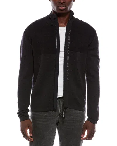 Capranea Titlis Full Zip Wool Mock Neck Sweater In Black