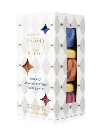 Capri Blue 3-piece Artisan Winter Bazaar Mini Tin Candle Gift Set In White