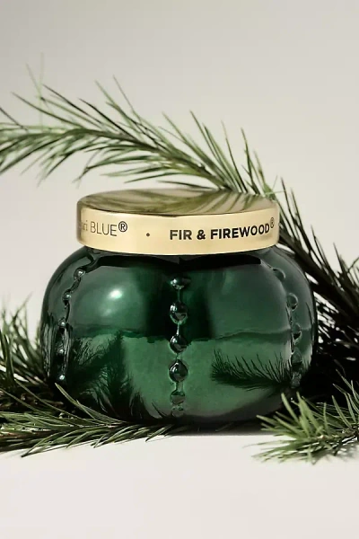 Capri Blue Fir & Firewood Ornament Glass Candle In Green